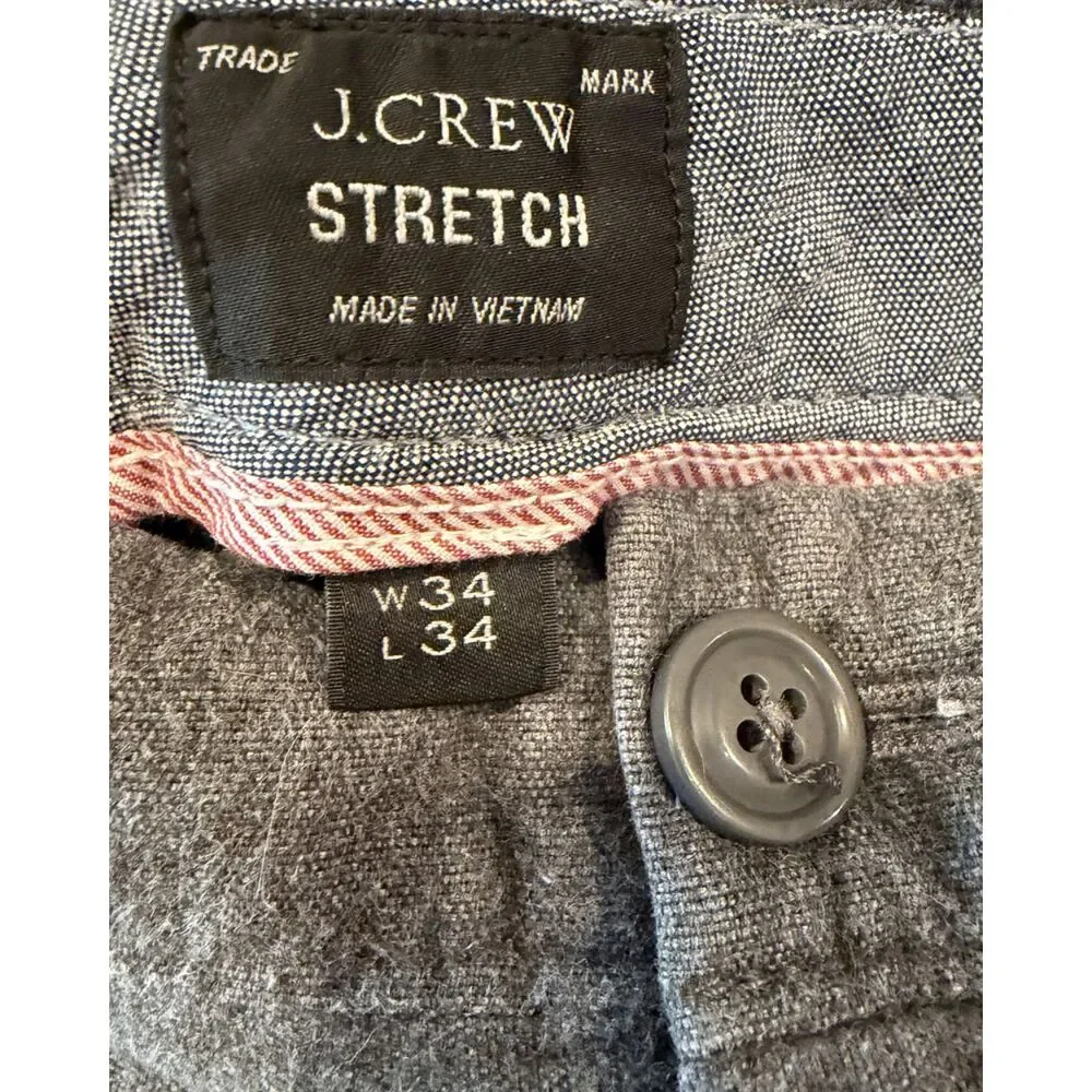 J. Crew 770 Straight Cotton Men's Dark Gray Pants 34x34 Dress Casual Business